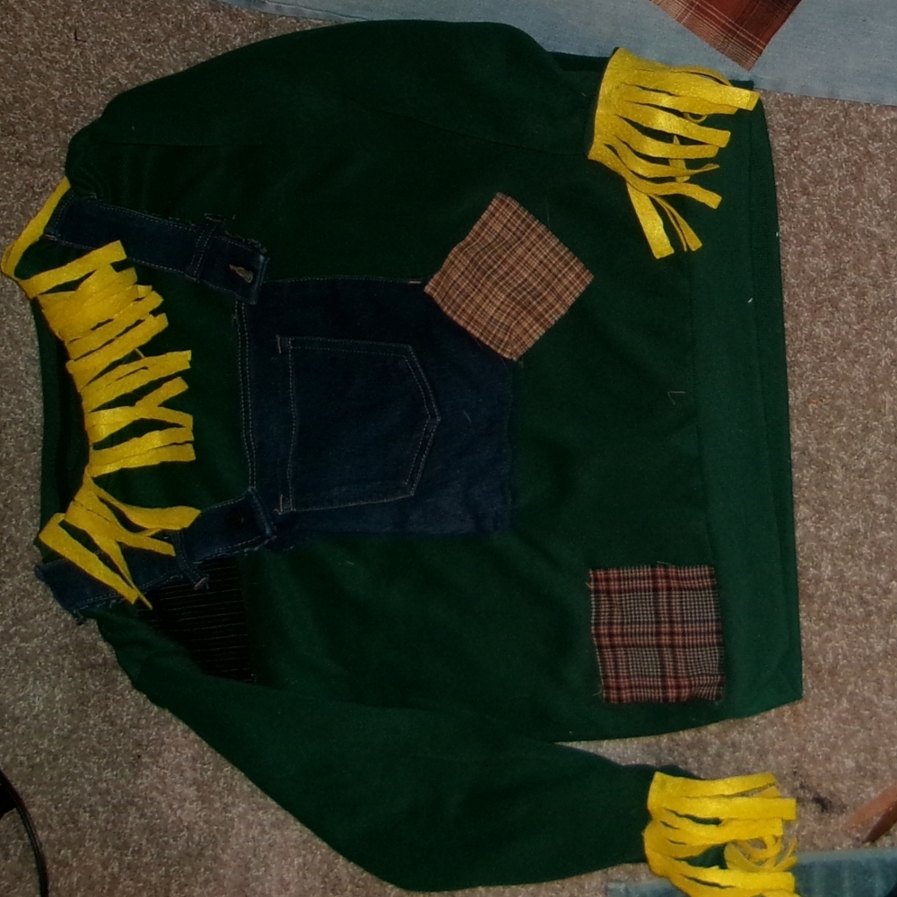 Colorful Scarecrow Patchwork Costume Set with Fringe